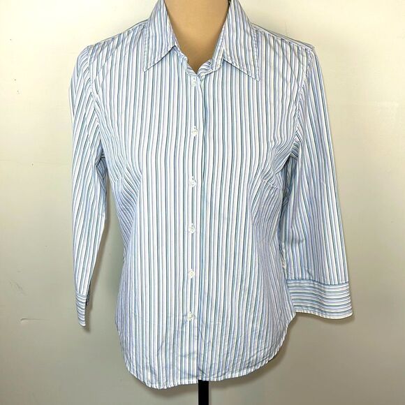 J. Crew fitted button down dress shirt size medium. Stripes, 100% cotton - Picture 1 of 9